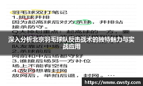 深入分析北京羽毛球队反击战术的独特魅力与实战应用